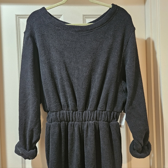 Free People Keepin It Real Jumpsuit Long Sleeve Scoop Neck Button Back Black NWT - Picture 14 of 16